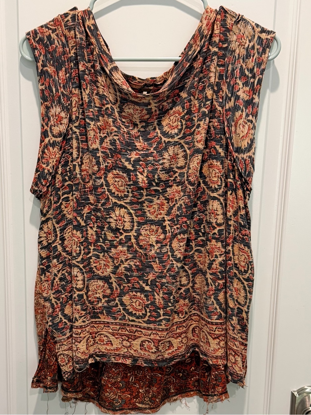 Free People High Tide Dual Print Shirt Boho-Chic Design Women’s Size S Slouchy